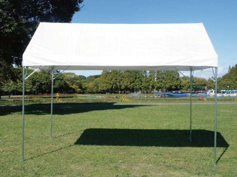 運動会テント パワーパイプテント 1.5間×2間　ターポリン生地　白 2.67m×3.55m・3.0坪　組立式パイプテント・イベント - 1